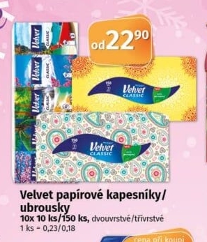 Kapesníčky papírové Velvet