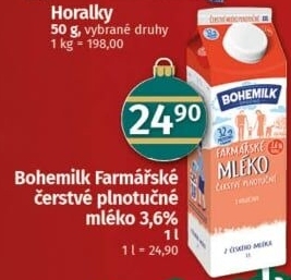 Mléko farmářské Bohemilk - 3,6% plnotučné