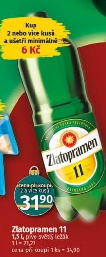 Pivo světlý ležák 11° Zlatopramen