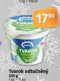 Tvaroh odtučněný Ranko