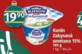 Zakysaná smetana Mlékárna Kunín 15%