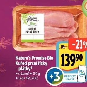 Kuřecí prsní řízky bio Nature'