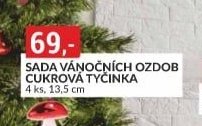 Sada vánočních ozdob cukrová tyčinka (4 ks, 13,5 cm)