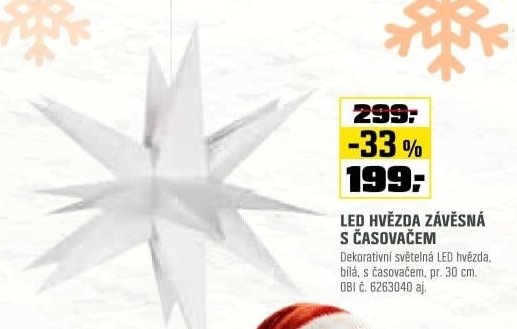 LED HVĚZDA ZÁVĚSNÁ S ČASOVAČEM