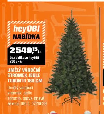 UMĚLÝ VÁNOČNÍ STROMEK JEDLE TORONTO 180 CM