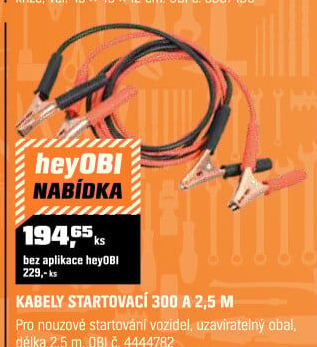 Kabelystartovací300A 2,5m