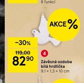 Závěsná ozdoba bílá hrdlička