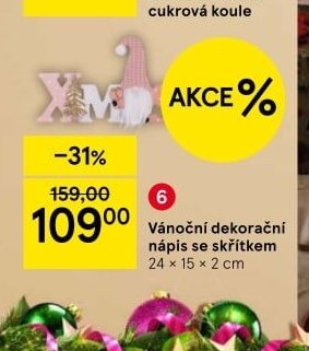 Vánoční dekorační nápis se skřítkem