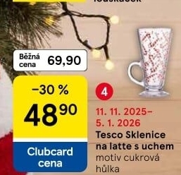 Skleněný hrnek na kávu Tesco