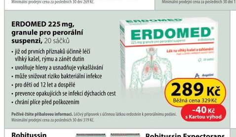 ERDOMED 225 mg, granule pro perorální suspenzi, 20 sáčků