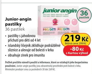 Pastilky proti bolesti v krku Junior Angin