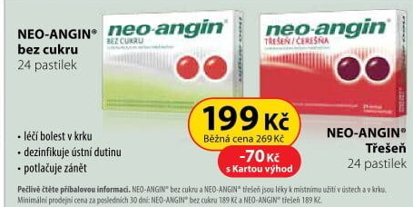Pastilky proti bolesti v krku Neo Angin