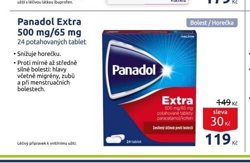Panadol Extra 500 mg/65 mg 24 potahovaných tablet