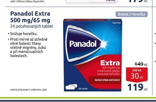 Panadol Extra 500 mg/65 mg 24 potahovaných tablet