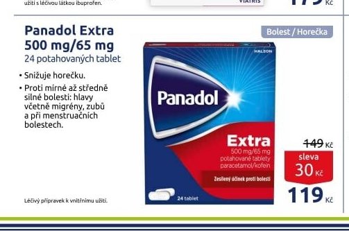 Panadol Extra 500 mg/65 mg 24 potahovaných tablet