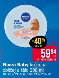 Krém hydratační na obličej a tělo dětský Baby Nivea