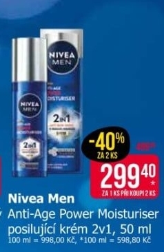 Krém pleťový pánský 2v1 Power Moisturiser Anti-Age Men Nivea