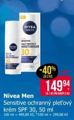 Krém pleťový pánský Sensitive SPF 30 Men Nivea