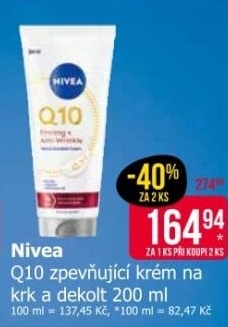 Krém zpevňující na krk a dekolt Q10 Nivea