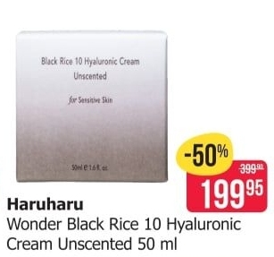Pleťový krém Black rice Hyaluronic unscented Haruharu