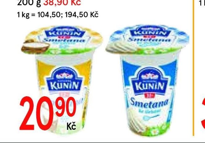 Smetana na vaření Kunín 12% 200 g