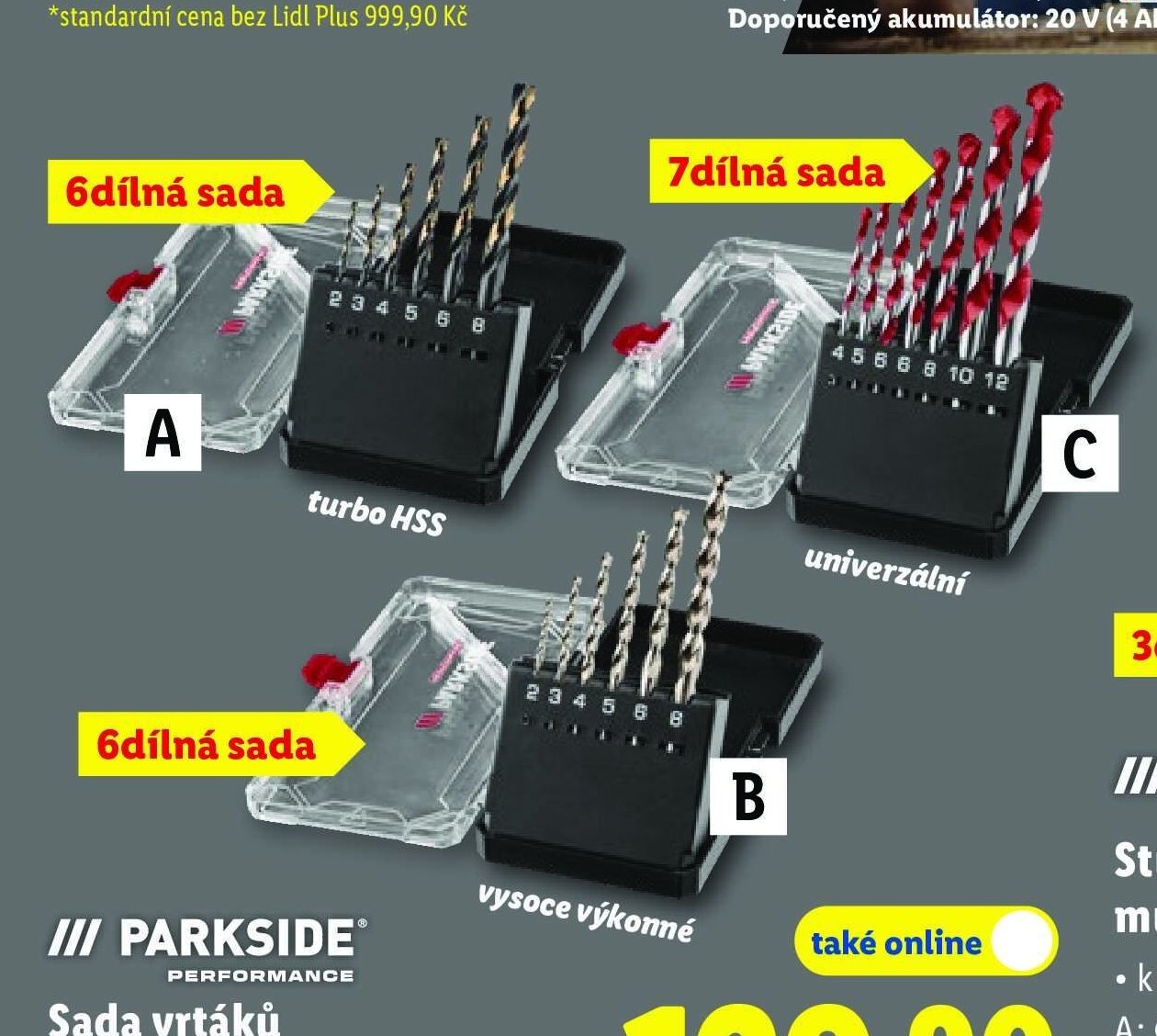 Sada vrtáků (A, B, C)