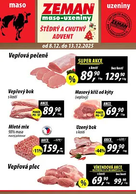 akční leták ZEMAN maso - uzeniny 8.12.2025-13.12.2025