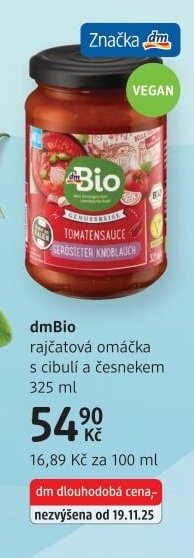dmBio rajčatová omáčka s cibulí a česnekem