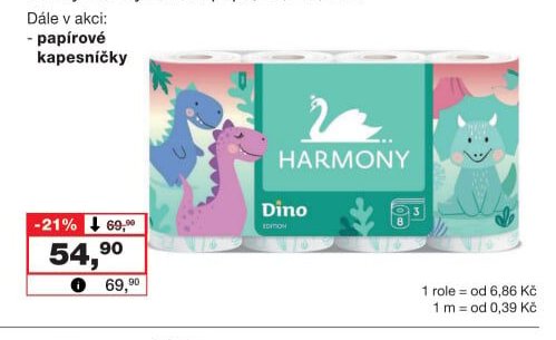 Harmony Dino dětský 3vrstvý toaletní papír
