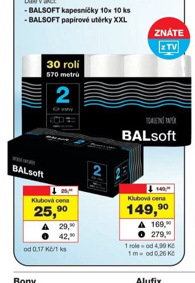 BALSOFT papírové kapesníčky 2-vrstvé 150 ks, 3-vrstvé 105 ks