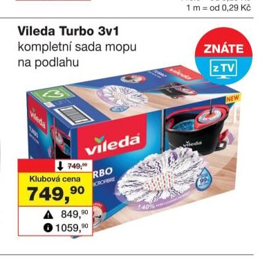 Vileda Turbo 3v1 kompletní sada mopu na podlahu