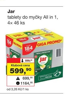 Jar tablety do myčky All in 1 4x 46 ks