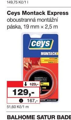 Ceys Montack Express oboustranná montážní páska, 19 mm x 2,5 m