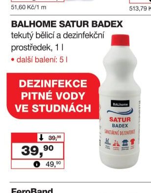 BALHOME SATUR BADEX tekutý bělící a dezinfekční prostředek, 1 l