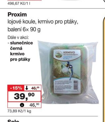 Proxim lojové koule, krmivo pro ptáky, balení 6x 90 g