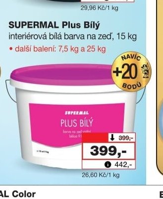 SUPERMAL Plus Bílý interiérová bílá barva na zeď, 15 kg