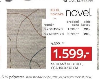 Tkaný koberec, cca 160x230 cm