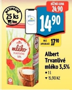 Mléko trvanlivé Albert - 3,5% plnotučné