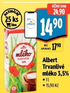 Mléko trvanlivé Albert - 3,5% plnotučné