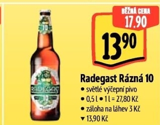 Pivo světlé výčepní Rázná 10° Radegast