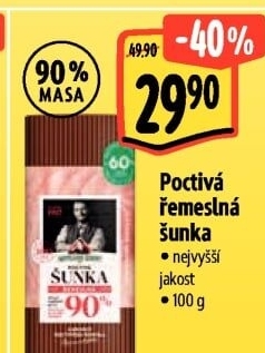 Šunka poctivá řemeslná nejvyšší jakosti Kostelecké uzeniny