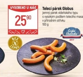 Párky s telecím masem Globus