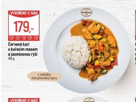Červené kari s kuřecím masem a jasmínovou rýží