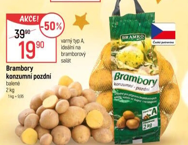 Brambory konzumní pozdní Bramko