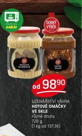UZENÁŘSTVÍ VÁVRA HOTOVÉ OMÁČKY VE SKLE