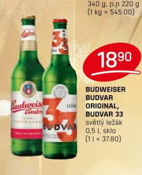 BUDWEISER BUDVAR ORIGINAL, BUDVAR 33