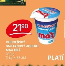 Choceňský smetanový jogurt Max Bílý - FLOP akcniletaky.com