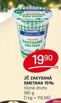 Smetana zakysaná Jihočeská Madeta 15%