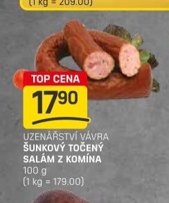 UZENÁŘSTVÍ VÁVRA ŠUNKOVÝ TOČENÝ SALÁM Z KOMÍNA