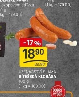 UZENÁŘSTVÍ SLÁMA BÍTEŠSKÁ KLOBÁSA